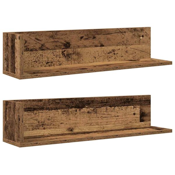 vidaXL Étagères murales 2Pièces vieux bois 75x16 5x16 5cm bois ingénierie