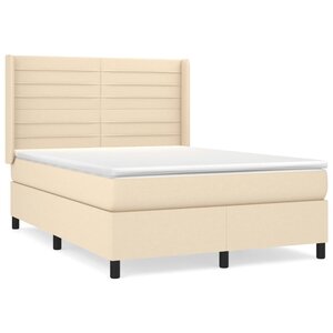 vidaXL Sommier à lattes de lit avec matelas Crème 140x190 cm Tissu