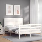 vidaXL Cadre de lit sans matelas blanc 140x190 cm bois massif