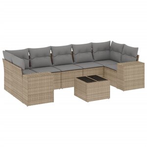 vidaXL Salon de jardin avec coussins 8 Pièces beige résine tressée
