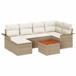 vidaXL Ensemble de canapé de jardin avec coussin 7 Pièces Beige et crème