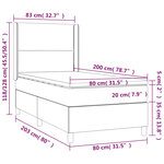 vidaXL Sommier à lattes de lit matelas LED Taupe 80x200cm Tissu
