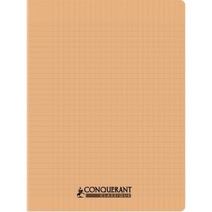 Piqûre 96 pages CONQUERANT  17x22 cm  seyès  couv PP abricot