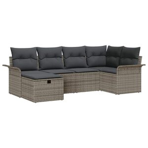 vidaXL Ensemble de canapé de jardin 6 Pièces Gris 242.5 x 132.5 x 85 cm