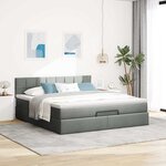 vidaXL Lit ottoman avec matelas et LED Gris foncé 180x200 cm tissu