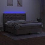 vidaXL Sommier à lattes de lit matelas et LED Taupe 180x200 cm Tissu