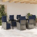 vidaXL Ensemble de salle à manger pour jardin 7 Pièces Gris et Noir Rotin