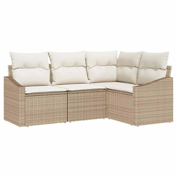 vidaXL Ensemble de canapé de jardin 4 Pièces Beige Poly rotin