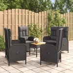 vidaXL Ensemble à manger de jardin coussins 5Pièces Noir Résine tressée