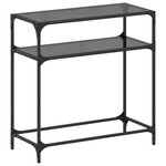 vidaXL Table console avec dessus en verre noir 80x35x81 cm acier