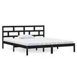 vidaXL Cadre de lit Noir 135x190 cm Double Bois massif