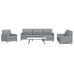 vidaXL Ensemble de canapés 4 Pièces avec repose-pied gris clair tissu