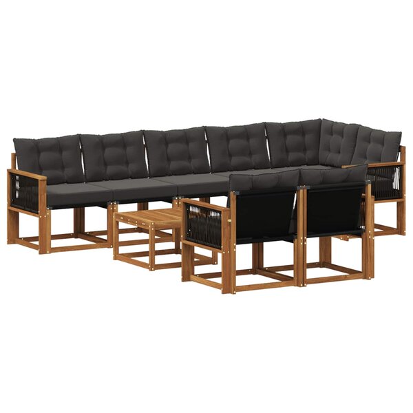 vidaXL Ensemble de canapés d'extérieur 9 pc Naturel et noir
