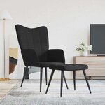 vidaXL Chaise de relaxation avec tabouret Noir Tissu