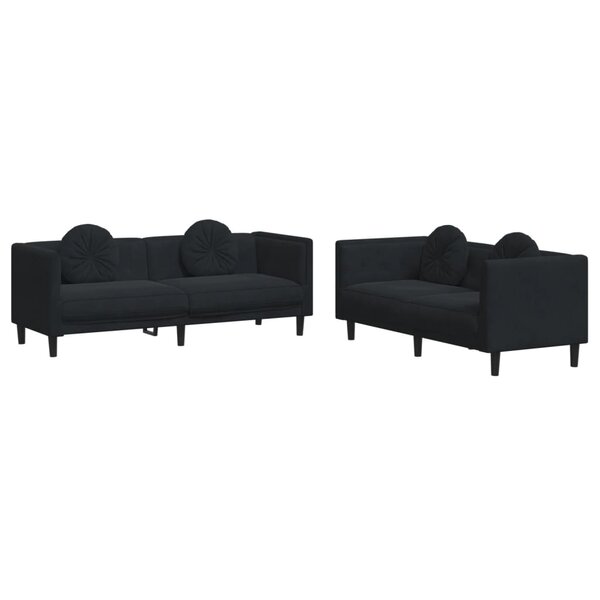 vidaXL Ensemble de canapés 2 Pièces avec coussins noir velours
