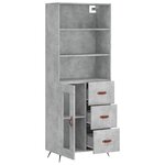vidaXL Buffet haut Gris béton 69 5x34x180 cm Bois d'ingénierie