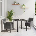 vidaXL Ensemble de Salle à Manger de Jardin 3 Pièces en Rotin PE Gris