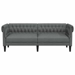 vidaXL Canapé Chesterfield 3 places gris foncé tissu
