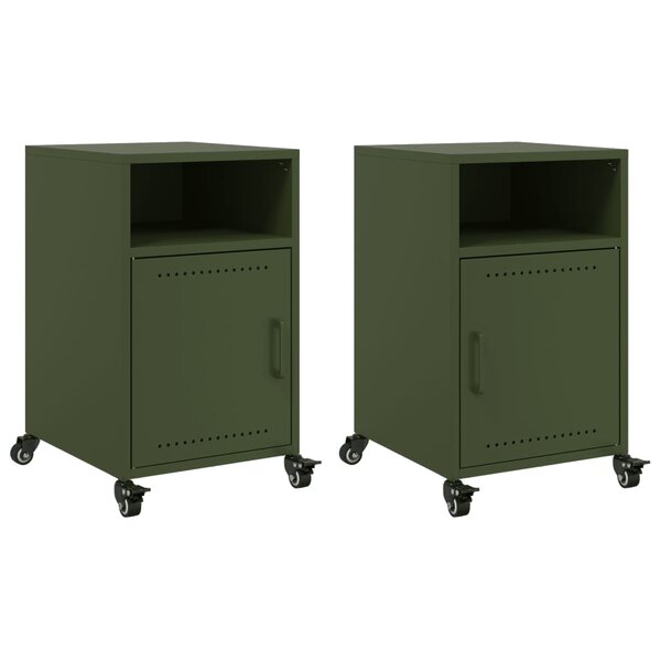 vidaXL Tables de chevet 2 Pièces vert olive 36x39x59 cm acier