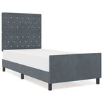 vidaXL Cadre de lit avec tête de lit Gris foncé 90 x 200 cm Velours