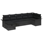 vidaXL Ensemble de canapé de jardin avec coussin 7 Pièces Noir polyrotin