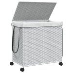 vidaXL Panier à linge avec roulettes blanc 60x35x60 5cm résine tressée