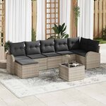 vidaXL Ensemble de canapé de jardin 8 Pièces Gris clair Poly rotin