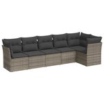 vidaXL Salon de jardin 6 Pièces avec coussins gris résine tressée