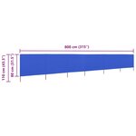 vidaXL Paravent 6 panneaux Tissu 800 x 80 cm Bleu azuré
