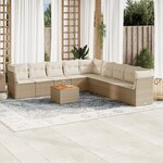 vidaXL Salon de jardin avec coussins 10 Pièces beige résine tressée