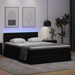 vidaXL Lit avec rangement et LED Noir 140 x 190 cm Cuir synthétique
