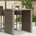 vidaXL Table de bar de jardin et dessus en bois acacia résine tressée