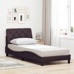 vidaXL Cadre de lit avec LED sans matelas marron foncé 90x190 cm tissu
