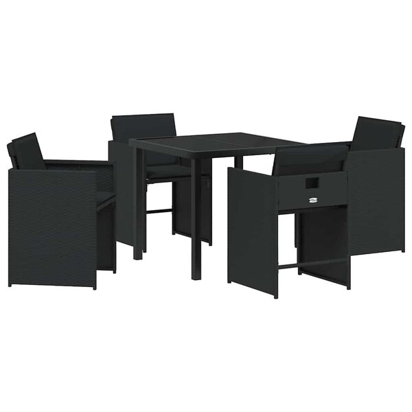 vidaXL Ensemble de salle à manger pour jardin 5 Pièces Noir polyrotin