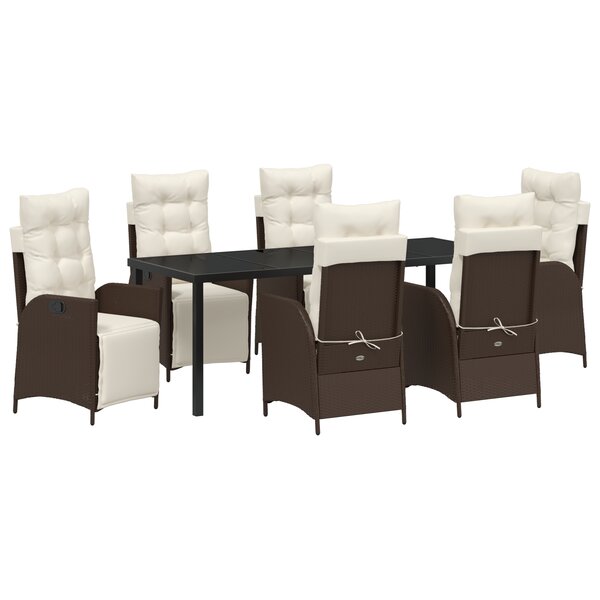 vidaXL Ensemble de salle à manger de jardin 7 pièces marron en rattan synthétique