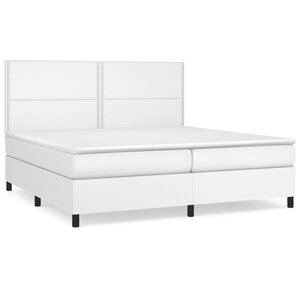 vidaXL Sommier à lattes de lit avec matelas Blanc 200x200cm Similicuir