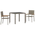 vidaXL Ensemble de salle à manger pour jardin 3 Pièces Gris et marron