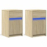 vidaXL Armoires de chevet et lumières LED 2 Pièces chêne sonoma