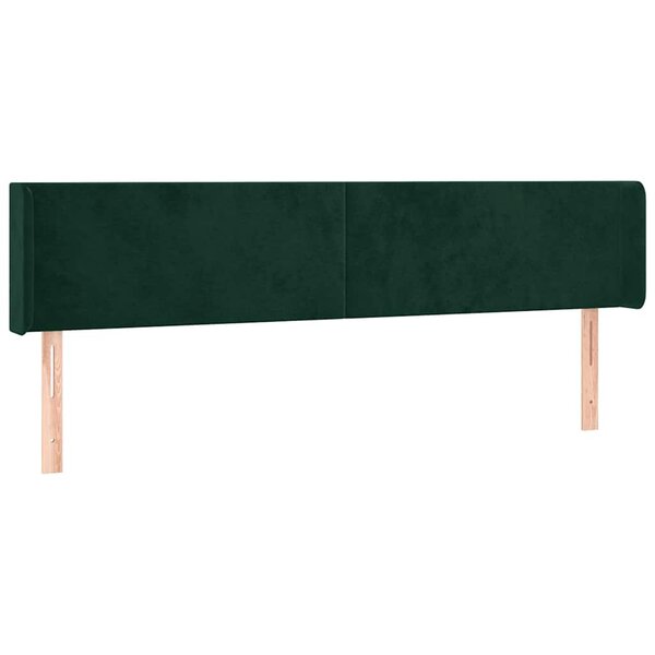 vidaXL Tête de lit avec oreilles Vert foncé 163x16x78/88 cm Velours