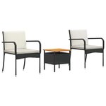 vidaXL Ensemble de jardin Noir polyrotin