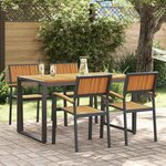 vidaXL Ensemble de salle à manger pour jardin 5 Pièces Noir et marron