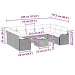vidaXL Ensemble de canapé de jardin 10 Pièces Noir  blanc Poly rotin