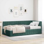vidaXL Cadre de lit d'angle avec matelas 2 pc Vert foncé 90 x 190 cm