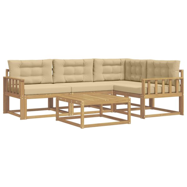 vidaXL Ensemble de canapés d'extérieur 5 pc Blanc et Beige Polyester