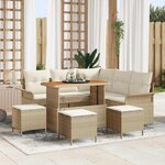 vidaXL Ensemble de canapé de jardin 9 Pièces Beige polyrotin