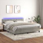 vidaXL Sommier à lattes de lit avec matelas LED Gris clair 180x200 cm