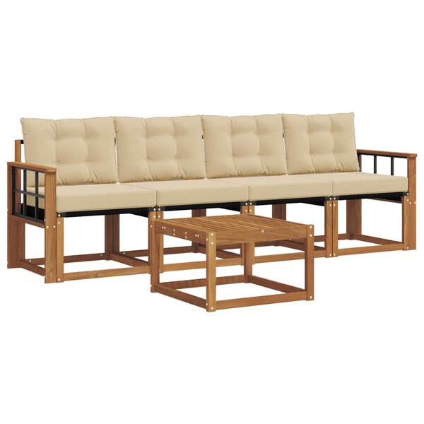 vidaXL Ensemble de canapés d'extérieur 5 pc Naturel et Beige