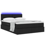 vidaXL Lit de rangement LED avec matelas Noir 140 x 200 cm Tissu