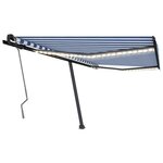 vidaXL Auvent manuel rétractable avec LED 400x350 cm Bleu et blanc