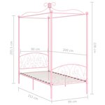 vidaXL Cadre de lit à baldaquin sans matelas rose métal 90x200 cm